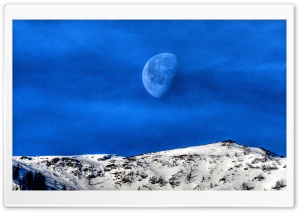 Moon Over the Hills in the Morning Ultra HD Wallpaper for 4K UHD Widescreen desktop, tablet & smartphone