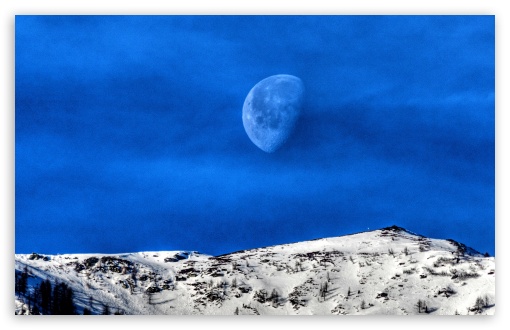 Moon Over the Hills in the Morning UltraHD Wallpaper for UHD 16:9 ; HD 16:9 ; Widescreen 16:10 5:3 ; Fullscreen 4:3 5:4 3:2 ; Tablet 1:1 ; Mobile 3:5 3:4 ;