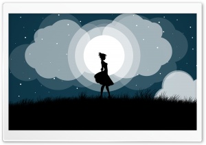 Moonlight and a Girl Ultra HD Wallpaper for 4K UHD Widescreen desktop, tablet & smartphone