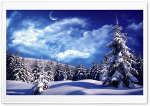 Moonlight Over Snowy Forest Ultra HD Wallpaper for 4K UHD Widescreen desktop, tablet & smartphone