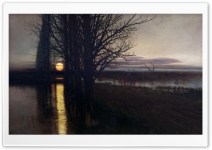 Moonrise Oil Painting by Stanislaw Maslowski 4K UHD Wallpaper for Widescreen and UltraWide Desktop, UltraHD TV, Smartphone, Tablet