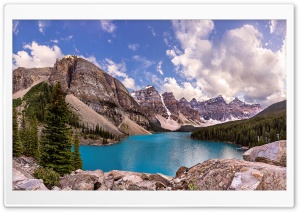Moraine Lake as seen from the Moraine Lake Rockpile Trail Ultra HD Wallpaper for 4K UHD Widescreen desktop, tablet & smartphone