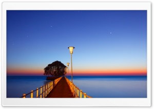 Morning, Pier, Water, Stars Ultra HD Wallpaper for 4K UHD Widescreen desktop, tablet & smartphone