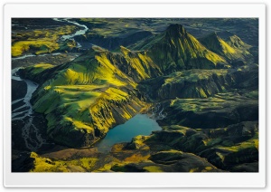 Mossy Landscape, River, Mountains, Aerial View 4K UHD Wallpaper for Widescreen and UltraWide Desktop, UltraHD TV, Smartphone, Tablet
