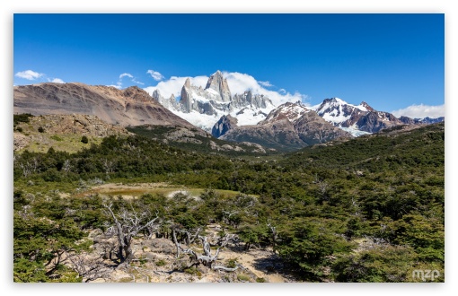 Mount Fitz Roy, Mountain, Landscape, Blue Sky, Adventure UltraHD Wallpaper for UHD 16:9 ; HD 16:9 ; Widescreen 16:10 5:3 ; Fullscreen 4:3 5:4 3:2 ;