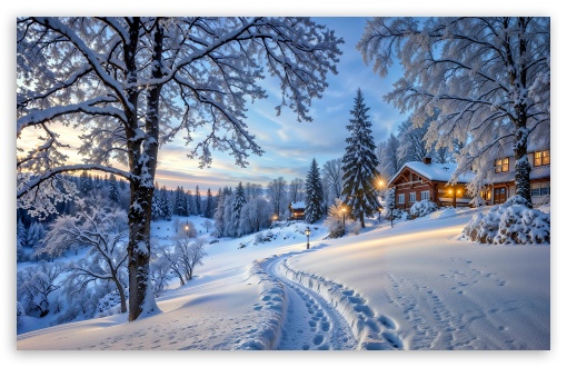 Mountain Cabin Winter Landscape UltraHD Wallpaper for UHD 16:9 ; HD 16:9 ; UltraWide 21:9 24:10 ; Widescreen 16:10 5:3 ; Fullscreen 4:3 5:4 3:2 ; Tablet 1:1 ; Mobile 9:16 9:19.5 9:20 9:21 9:22 10:16 2:3 3:5 3:4 ;