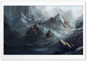 Mountain City Painting Ultra HD Wallpaper for 4K UHD Widescreen desktop, tablet & smartphone