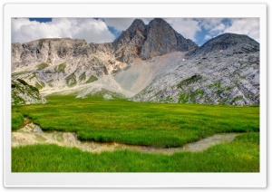Mountain Ground Grass Stream Ultra HD Wallpaper for 4K UHD Widescreen desktop, tablet & smartphone