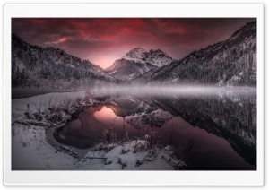 Mountain Lake, Mist, Winter Ultra HD Wallpaper for 4K UHD Widescreen desktop, tablet & smartphone