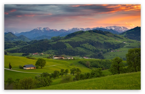 Mountain Landscape, Sunset, Trees, Grasslands UltraHD Wallpaper for UHD 16:9 ; HD 16:9 ; UltraWide 21:9 24:10 32:9 32:10 ; Widescreen 16:10 5:3 ; Fullscreen 4:3 5:4 3:2 ; Tablet 1:1 ; Mobile 9:16 9:19.5 9:20 9:21 9:22 10:16 2:3 3:5 3:4 ; Dual 16:10 5:3 16:9 4:3 5:4 3:2 ;