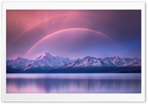 Mountain, Nature, Mountain Range, Rainbow, Water, Tranquility, Lake, Cold 4K UHD Wallpaper for Widescreen and UltraWide Desktop, UltraHD TV, Smartphone, Tablet
