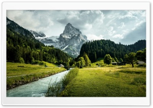 Mountain, Stream, Creek, Nature, Scenery, Overcast, Landscape 4K UHD Wallpaper for Widescreen and UltraWide Desktop, UltraHD TV, Smartphone, Tablet