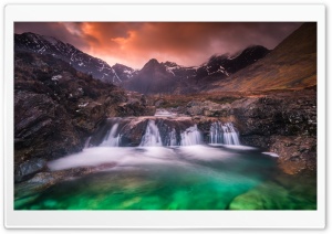 Mountain Stream Turning Into A Waterfall 4K UHD Wallpaper for Widescreen and UltraWide Desktop, UltraHD TV, Smartphone, Tablet