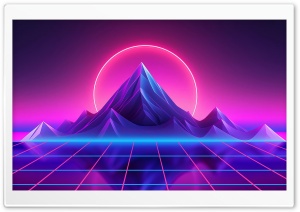 Mountain Synthwave Landscape Ultra HD Wallpaper for 4K UHD Widescreen Desktop, Lockscreen, Screensaver, TV, Tablet, Smartphone