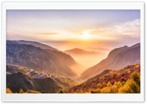 Mountain Winding Road, Mist, Autumn Ultra HD Wallpaper for 4K UHD Widescreen Desktop, Lockscreen, Screensaver, TV, Tablet, Smartphone