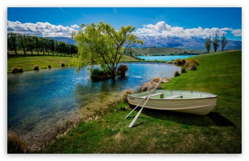 Mountains Boat Beside Blue Lakes UltraHD Wallpaper for HD 16:9 ; Widescreen 16:10 5:3 ;