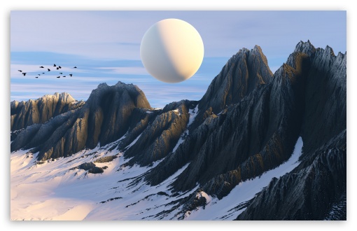Mountains, Winter, Planet, Flying Birds, 3D Landscape UltraHD Wallpaper for UHD 16:9 ; HD 16:9 ; UltraWide 21:9 24:10 32:9 32:10 ; Widescreen 16:10 5:3 ; Fullscreen 4:3 5:4 3:2 ; Tablet 1:1 ; Mobile 9:16 9:19.5 9:20 10:16 2:3 3:5 3:4 ; Dual 16:10 5:3 16:9 4:3 5:4 3:2 ;