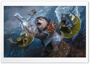 MTG Bloomburrow Valley Floodcaller Otter Wizard 4K UHD Wallpaper for Widescreen and UltraWide Desktop, UltraHD TV, Smartphone, Tablet