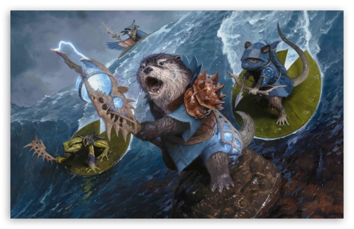 MTG Bloomburrow Valley Floodcaller Otter Wizard UltraHD Wallpaper for UHD 16:9 ; HD 16:9 ; UltraWide 21:9 24:10 ; Widescreen 16:10 ; Tablet 1:1 ;