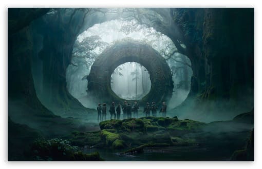 Mystical Stone Portal in Foggy Ancient Forest UltraHD Wallpaper for UHD 16:9 ; HD 16:9 ; UltraWide 21:9 24:10 32:9 32:10 ; Widescreen 16:10 ; Tablet 1:1 ; Mobile 9:16 9:19.5 9:20 ; Dual 16:10 16:9 ;