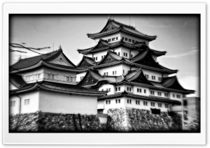 Nagoya Castle In Black And White Ultra HD Wallpaper for 4K UHD Widescreen desktop, tablet & smartphone