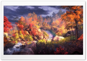 Nature Scene Autumn Painting Ultra HD Wallpaper for 4K UHD Widescreen desktop, tablet & smartphone