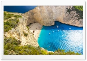 Navagio Beach Zakynthos Island Greece 4K UHD Wallpaper for Widescreen and UltraWide Desktop, UltraHD TV, Smartphone, Tablet