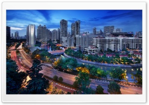 Near Clarke Quay Singapore At Dusk 4K UHD Wallpaper for Widescreen and UltraWide Desktop, UltraHD TV, Smartphone, Tablet