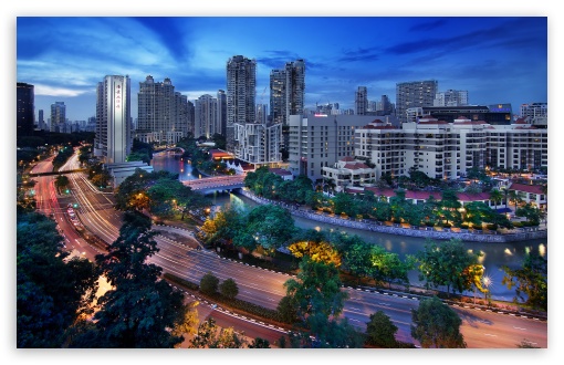 Near Clarke Quay Singapore At Dusk UltraHD Wallpaper for UHD 16:9 ; HD 16:9 ; UltraWide 21:9 24:10 ; Widescreen 16:10 5:3 ; Fullscreen 4:3 5:4 3:2 ; Tablet 1:1 ; Mobile 9:16 10:16 ;