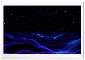 Neon Blue-Purple Wave Nightscape 4K UHD Wallpaper for Widescreen and UltraWide Desktop, UltraHD TV, Smartphone, Tablet