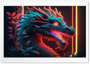 Neon Dragon Ultra HD Wallpaper for 4K UHD Widescreen Desktop, Lockscreen, Screensaver, TV, Tablet, Smartphone