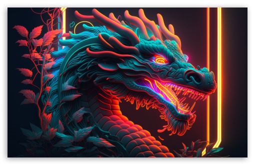 Neon Dragon UltraHD Wallpaper for UHD 16:9 ; HD 16:9 ; UltraWide 21:9 24:10 ; Widescreen 16:10 5:3 ; Fullscreen 4:3 5:4 3:2 ; Tablet 1:1 ;