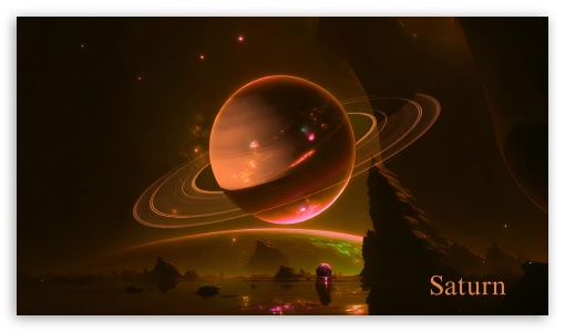 Neon Saturn UltraHD Wallpaper for UHD 16:9 ; HD 16:9 ;