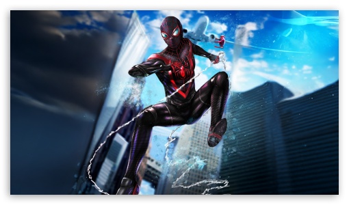 Neon Spider Miles Morales UltraHD Wallpaper for UHD 16:9 ; HD 16:9 ;