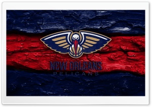 New Orleans Pelicans Wooden Logo 4K UHD Wallpaper for Widescreen and UltraWide Desktop, UltraHD TV, Smartphone, Tablet