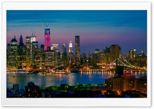 New York City At Night Lights Ultra HD Wallpaper for 4K UHD Widescreen desktop, tablet & smartphone