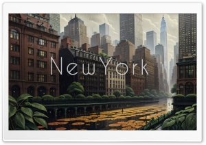 New York City digital painting Ultra HD Wallpaper for 4K UHD Widescreen desktop, tablet & smartphone