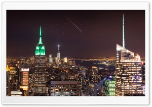 New York City, Night Sky, Shooting Star Ultra HD Wallpaper for 4K UHD Widescreen desktop, tablet & smartphone