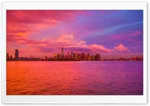 New York City Pink Sunset Ultra HD Wallpaper for 4K UHD Widescreen desktop, tablet & smartphone