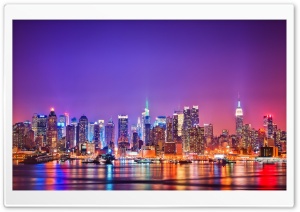 New York City Skyline at Night Ultra HD Wallpaper for 4K UHD Widescreen desktop, tablet & smartphone