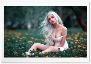 Nice Blonde Girl, Flowers Ultra HD Wallpaper for 4K UHD Widescreen desktop, tablet & smartphone