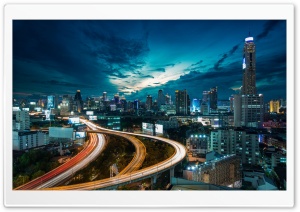 Night Buildings In The City Ultra HD Wallpaper for 4K UHD Widescreen desktop, tablet & smartphone