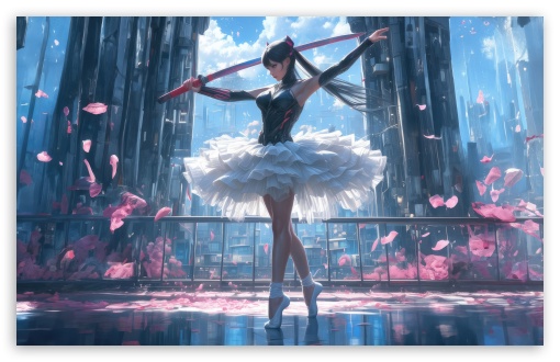 Ninja Ballerina Digital Painting UltraHD Wallpaper for UHD 16:9 ; HD 16:9 ; UltraWide 21:9 24:10 ; Widescreen 16:10 5:3 ; Fullscreen 4:3 5:4 3:2 ; Tablet 1:1 ; Mobile 9:16 2:3 3:5 3:4 ;