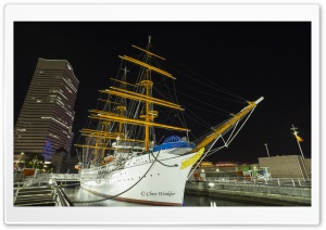 Nippon Maru, a Japanese museum ship, Yokohama harbor Ultra HD Wallpaper for 4K UHD Widescreen desktop, tablet & smartphone