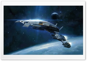 Normandy SR-2 starship, Mass Effect Ultra HD Wallpaper for 4K UHD Widescreen desktop, tablet & smartphone