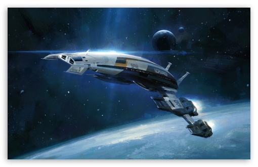 Normandy SR-2 starship, Mass Effect Ultra HD Desktop Background Wallpaper  for : Widescreen & UltraWide Desktop & Laptop