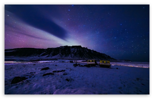 Northern Lights, Mountain Landscape, Winter UltraHD Wallpaper for UHD 16:9 ; HD 16:9 ; Widescreen 16:10 ; Fullscreen 3:2 ;
