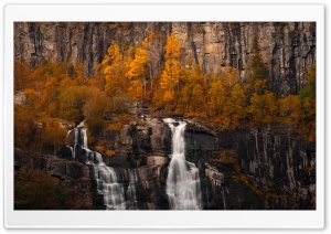 Norway Waterfall, Autumn 4K UHD Wallpaper for Widescreen and UltraWide Desktop, UltraHD TV, Smartphone, Tablet