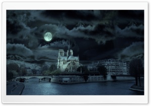 Notre Dame de Paris At Night Ultra HD Wallpaper for 4K UHD Widescreen desktop, tablet & smartphone