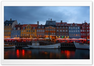 Nyhavn Copenhagen Harbor at Dusk 4K UHD Wallpaper for Widescreen and UltraWide Desktop, UltraHD TV, Smartphone, Tablet